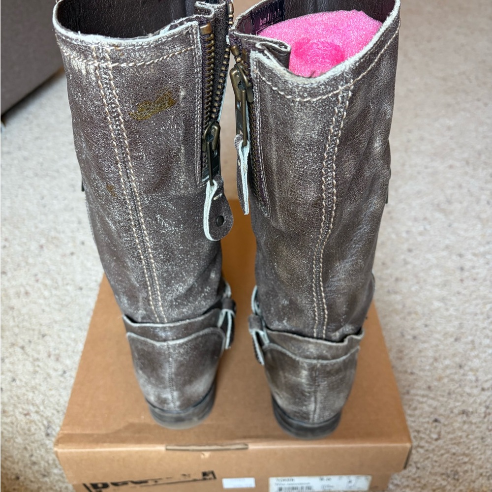 Bed Stu Women’s Brown Distressed Leather Heeled Boots - Picture 2 of 4